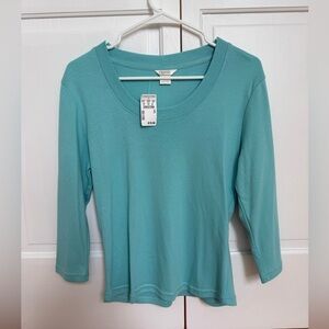 Christopher & Banks Women's Aqua 3/4 Sleeve Top